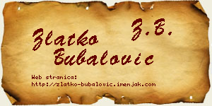 Zlatko Bubalović vizit kartica